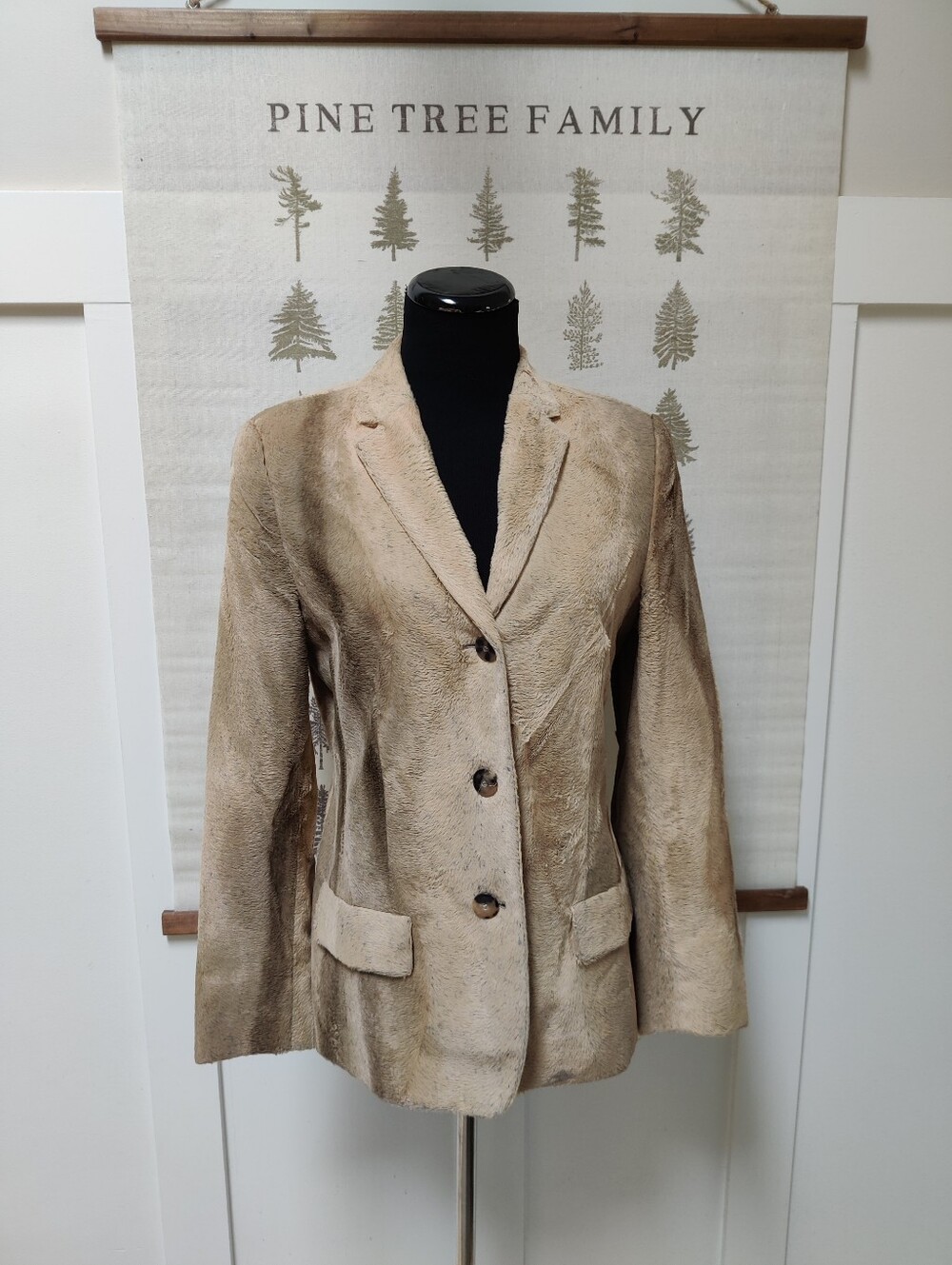 Vintage René Lezard x Bergdorf Goodman Textured Faux Fur Blazer Size 38